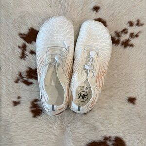 Waterproof White and Orange Athletic Shoes